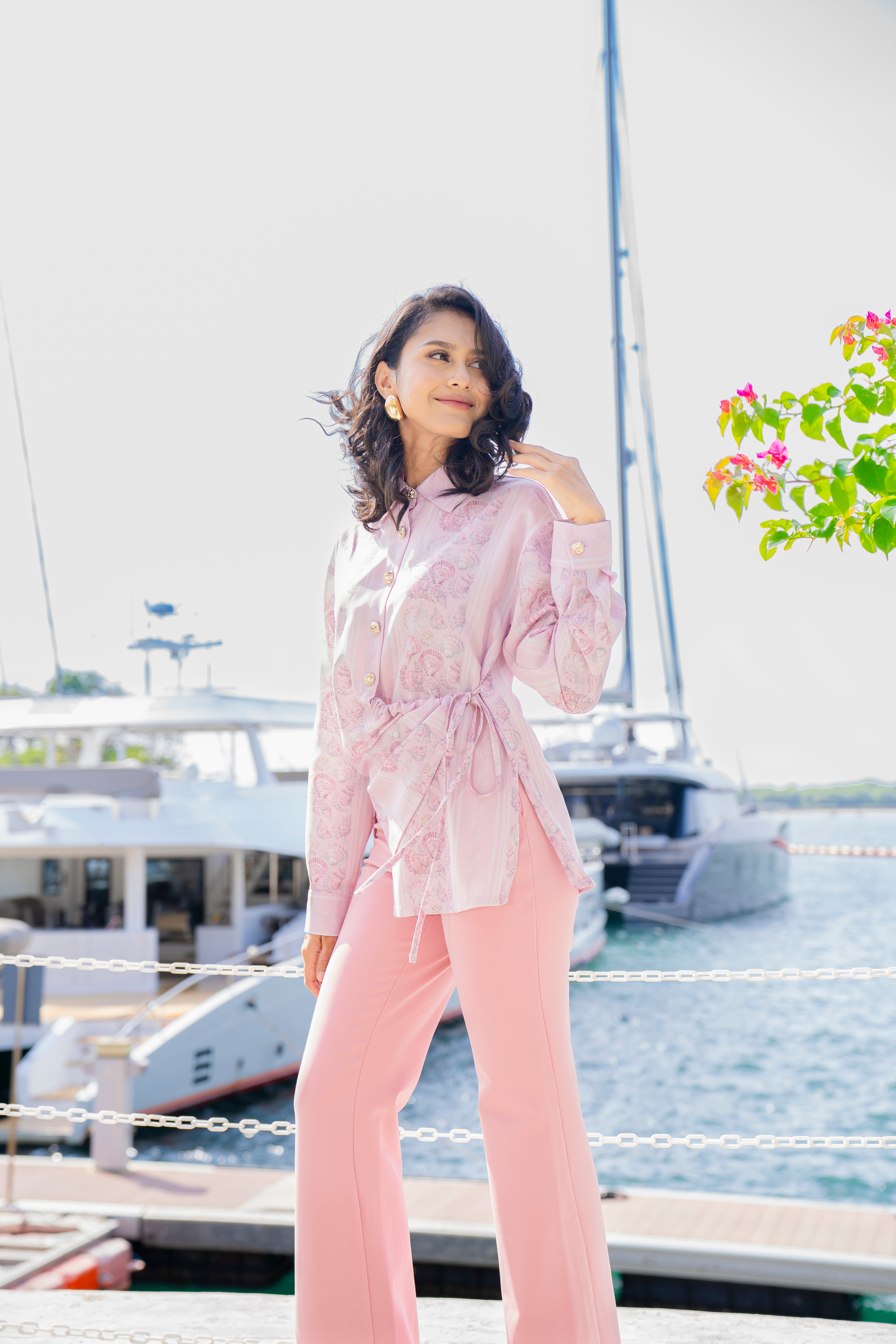 By the Sea Shore - Waisted Shirt (Sea Blush)