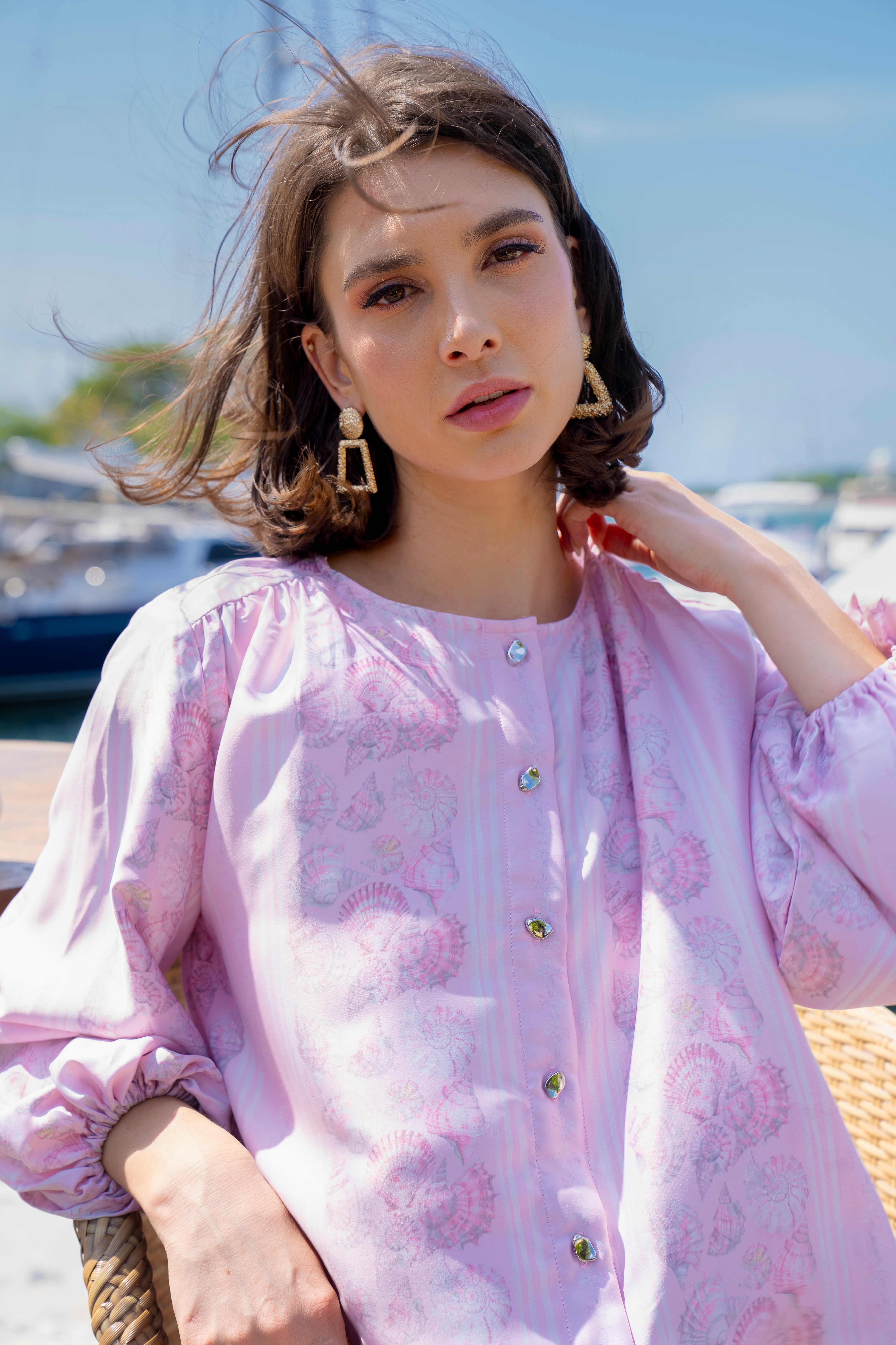 By the Sea Shore - Puff Blouse (Sea Blush)