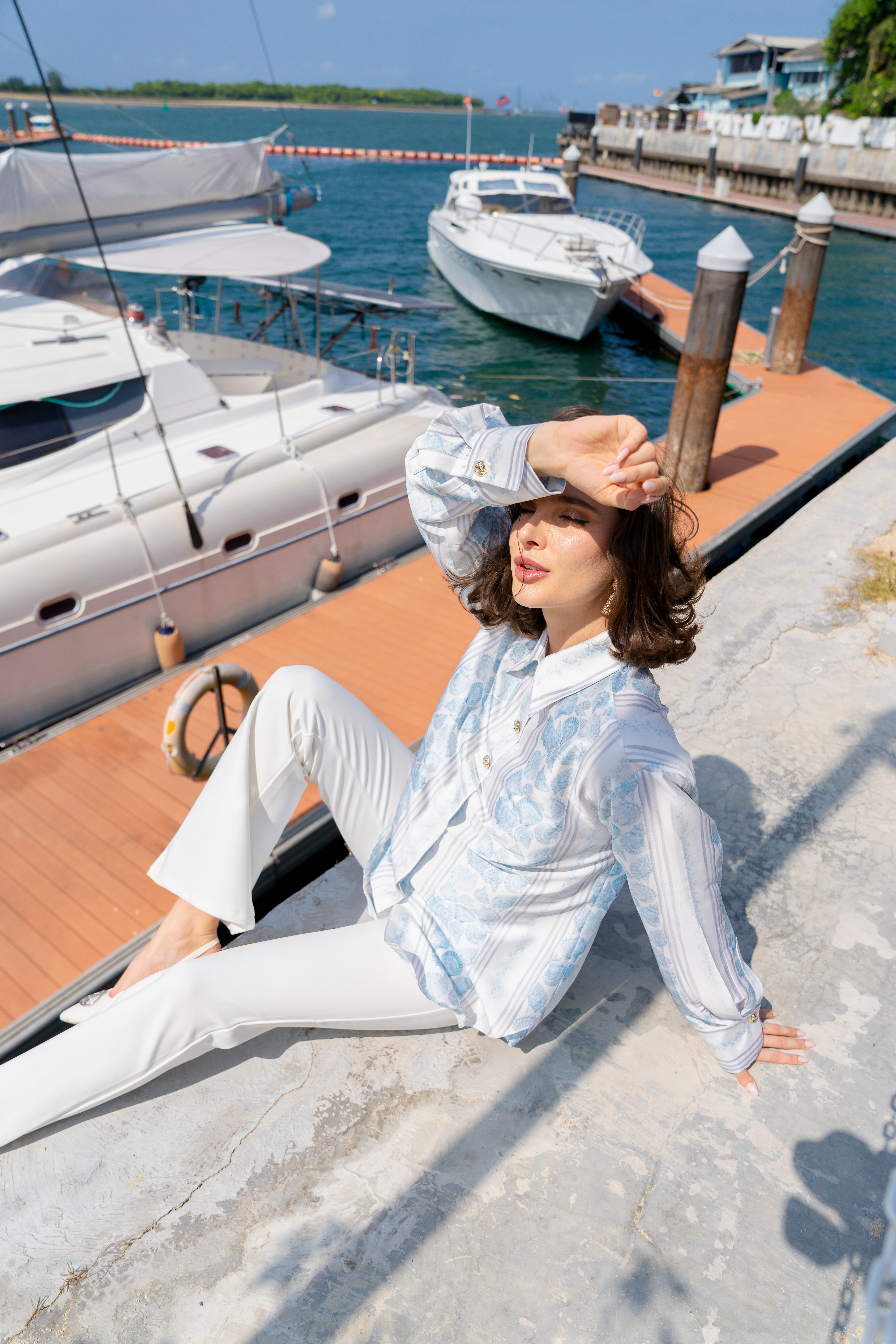 By the Sea Shore - Shiny Shirt (White Pearl)