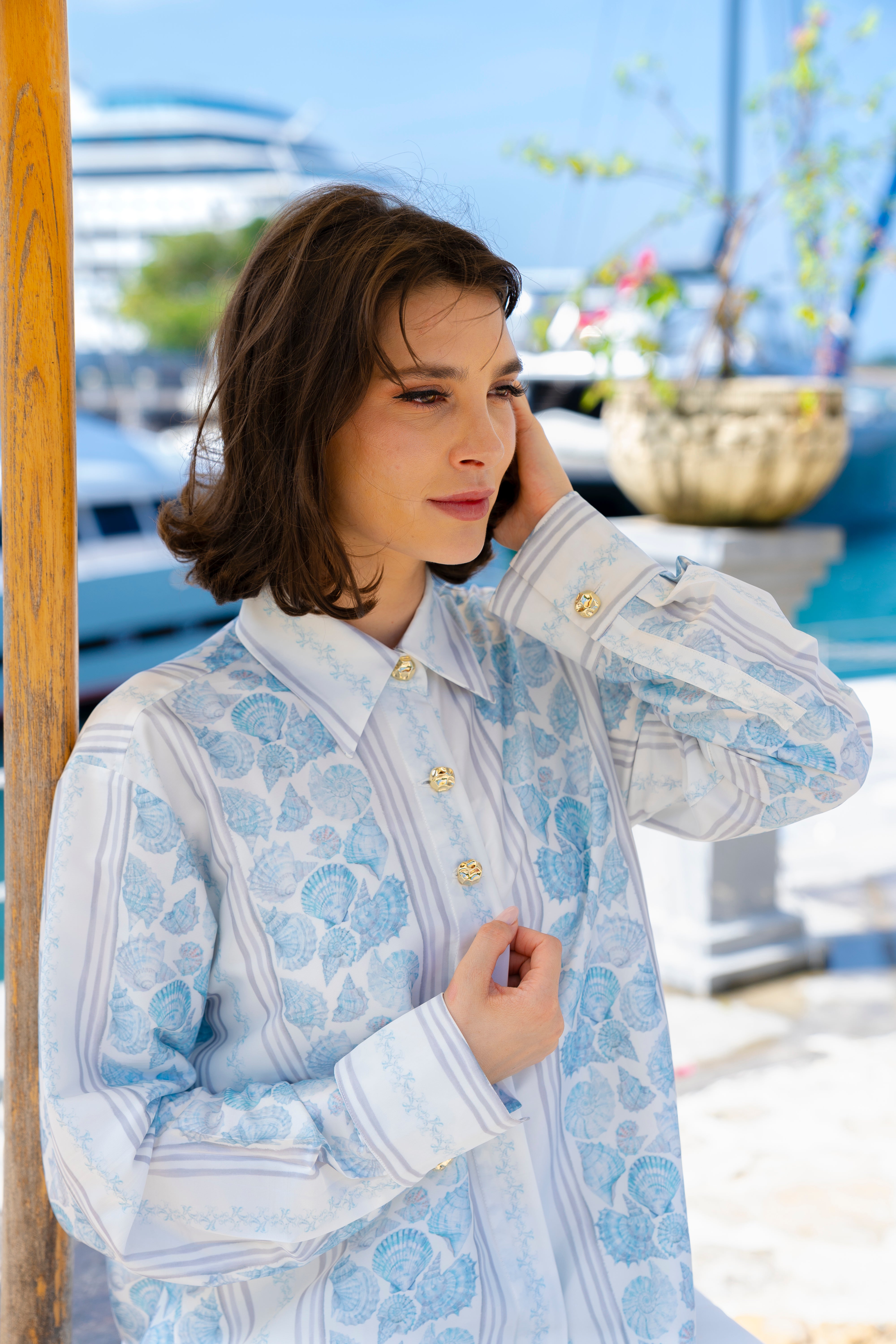 By the Sea Shore - Shiny Shirt (White Pearl)