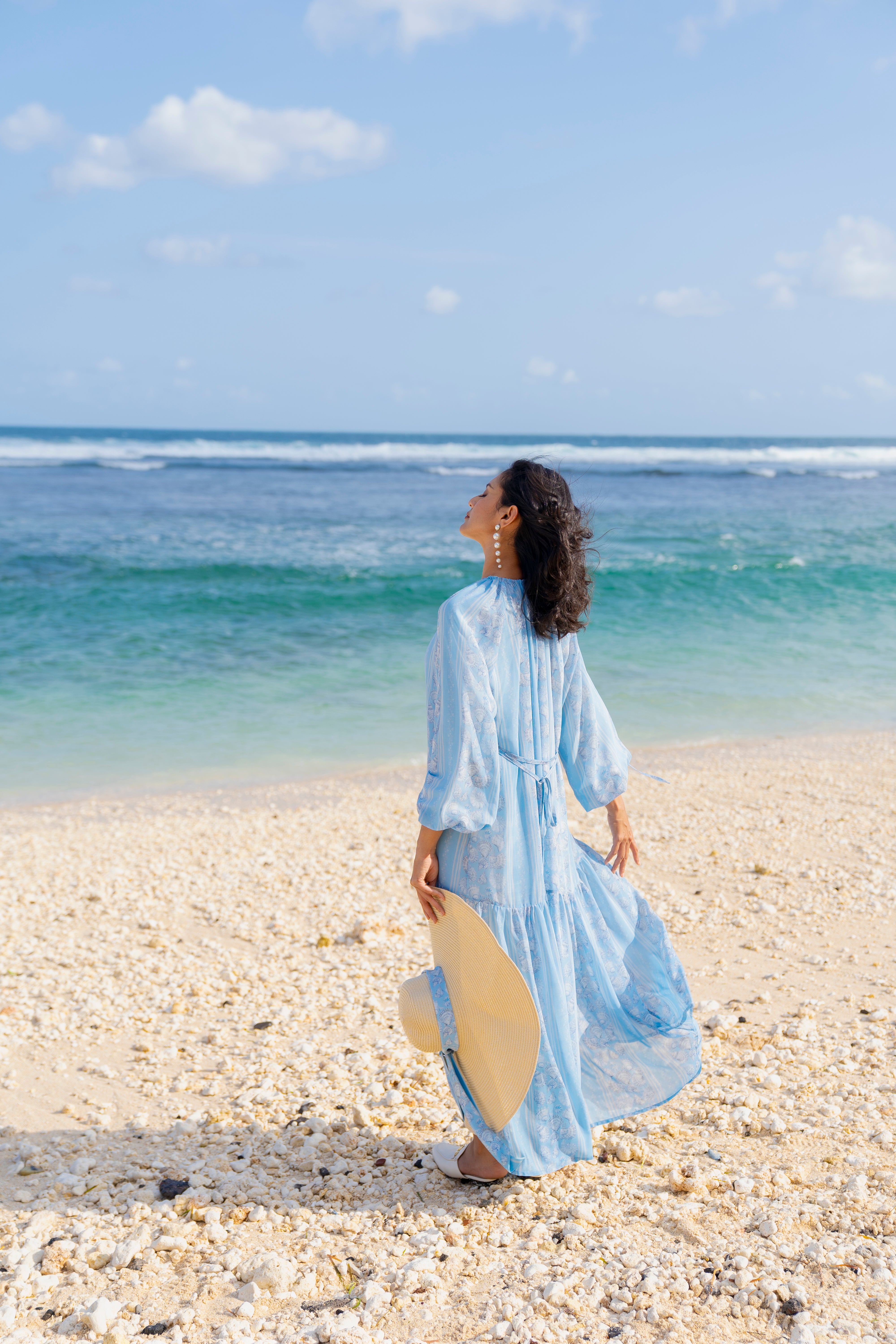 By the Sea Shore - Ruffle Dress (Blue Skies)