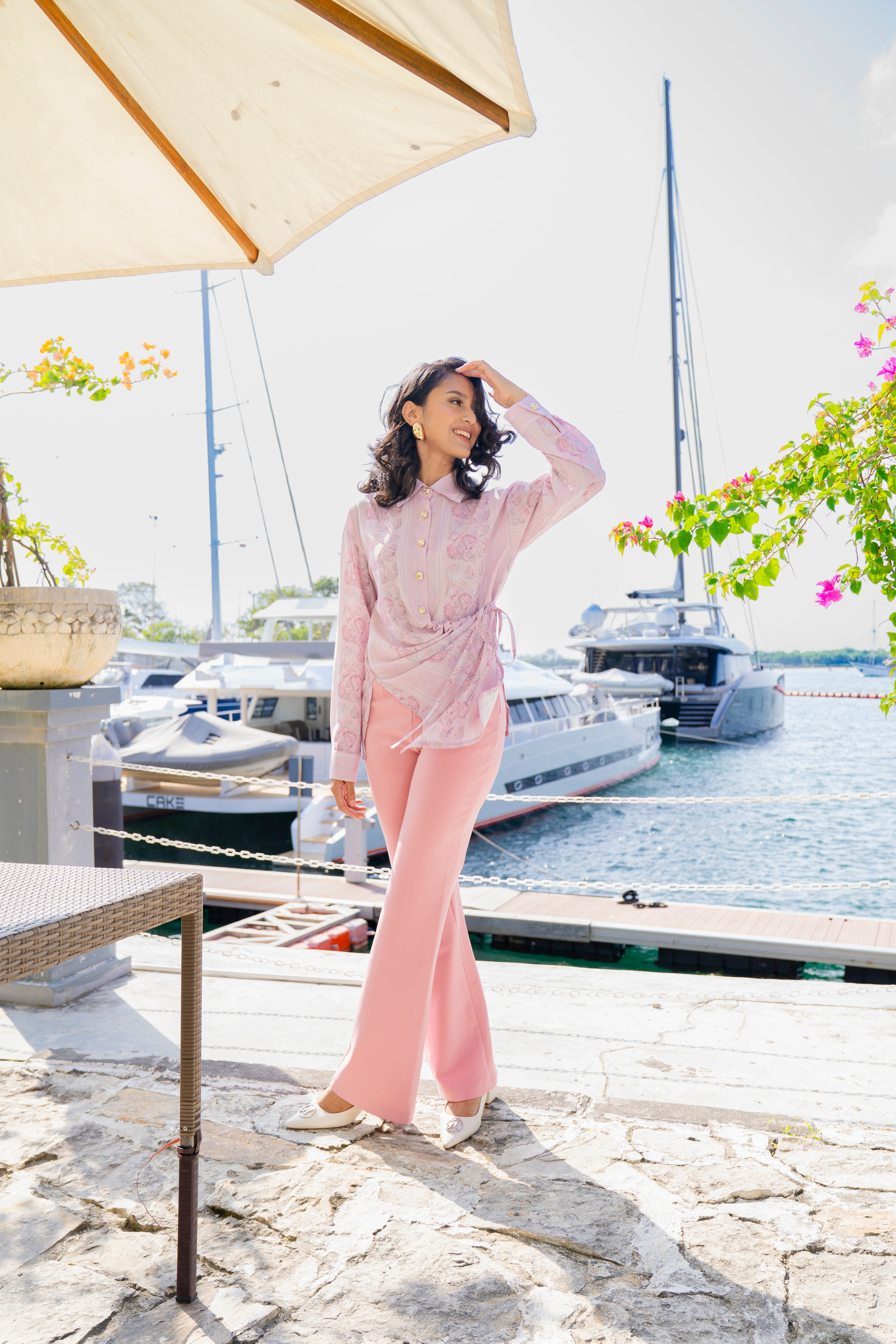 By the Sea Shore - Waisted Shirt (Sea Blush)