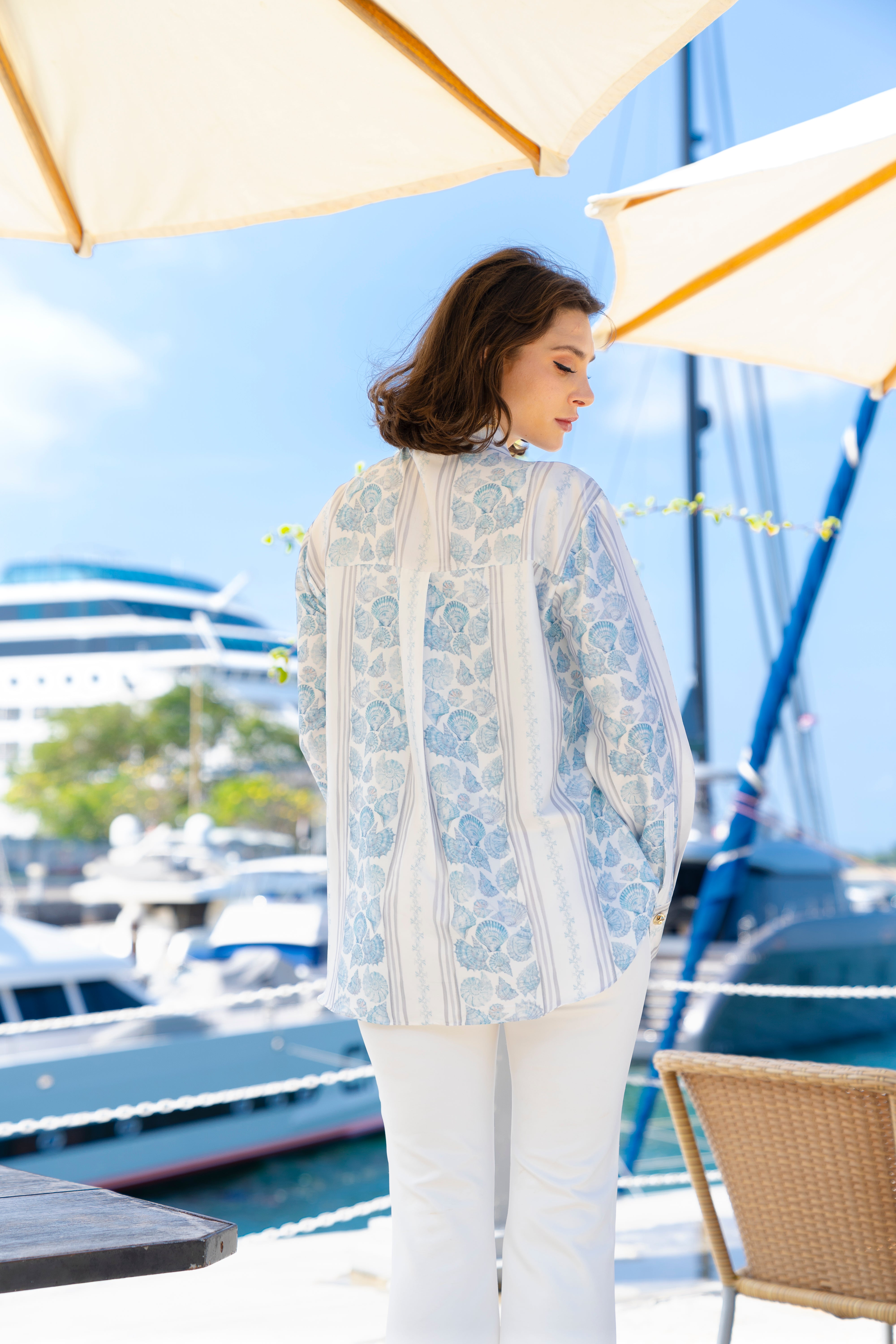 By the Sea Shore - Shiny Shirt (White Pearl)