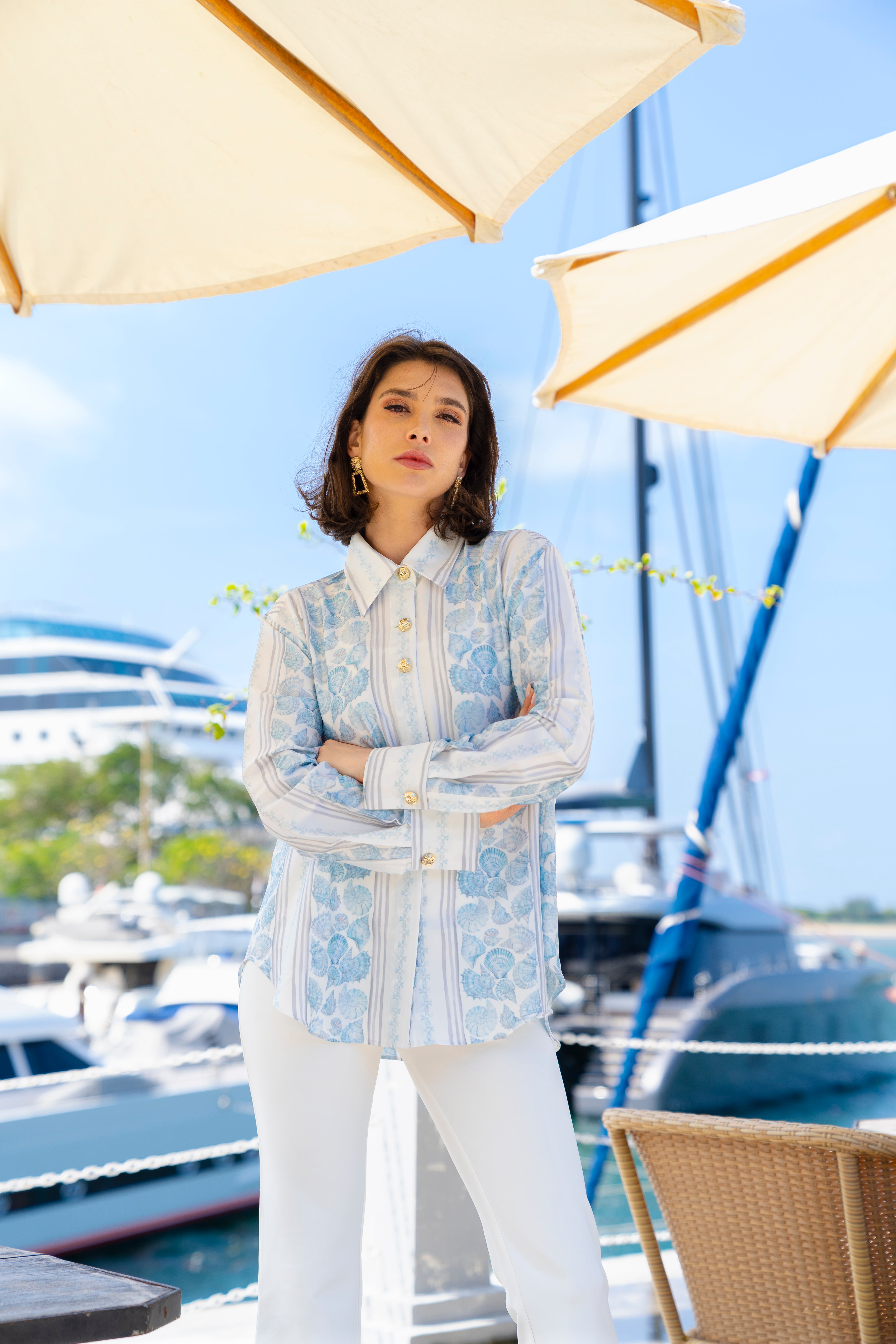 By the Sea Shore - Shiny Shirt (White Pearl)